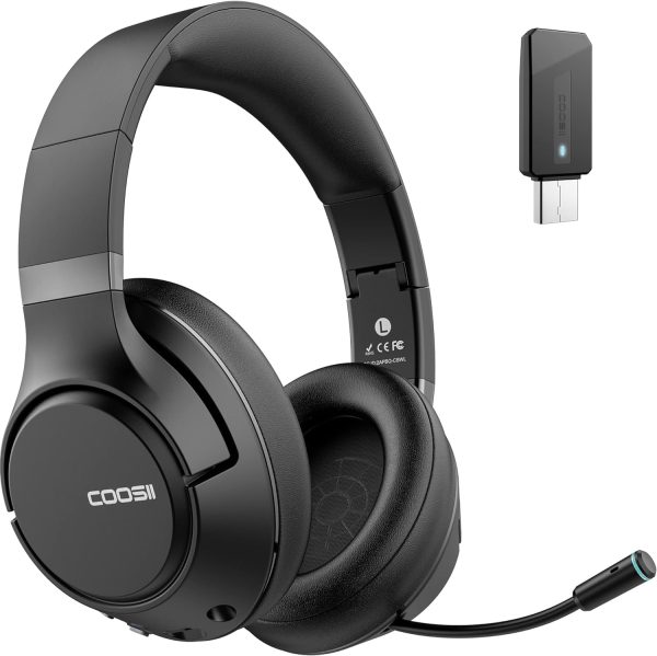 H300 Wireless Headphones Bluetooth with Microphone, Over Ear Headsets with USB Dongle & Mute, Environmental Noise Cancelling Retractable Mic for Work Office Meeting Laptop Computer (Black) - Image 9