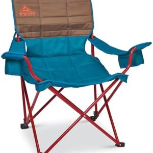 Kelty Deluxe Lounge Chair – Folding Outdoor Camp Chair, Insulated Cupholders, Customized Recline, Steel Frame, Padded Roll Storage, 2024 (Deep Lake)