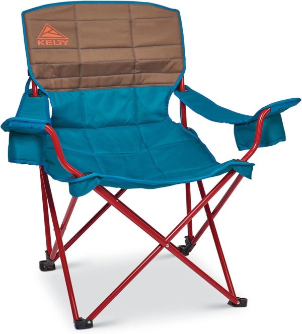 Kelty Deluxe Lounge Chair – Folding Outdoor Camp Chair, Insulated Cupholders, Customized Recline, Steel Frame, Padded Roll Storage, 2024 (Deep Lake) - Image 9