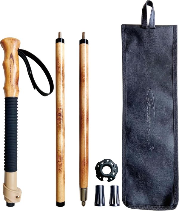 Trekking Poles- 1-pc Pack - Adjustable Hiking or Walking Stick –Strong, Natural Beech Wood - Quick Adjust Flip-Lock - Beech Wood Grip, Leather Strap - Image 9
